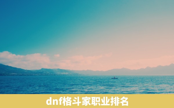 dnf格斗家职业排名