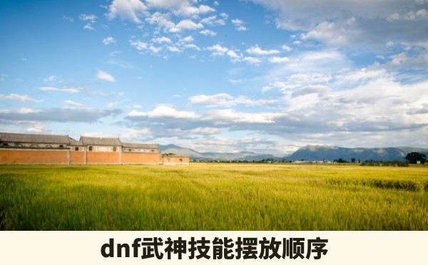 dnf武神技能摆放顺序