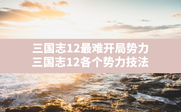 三国志12最难开局势力,三国志12各个势力技法 - 六五手游网