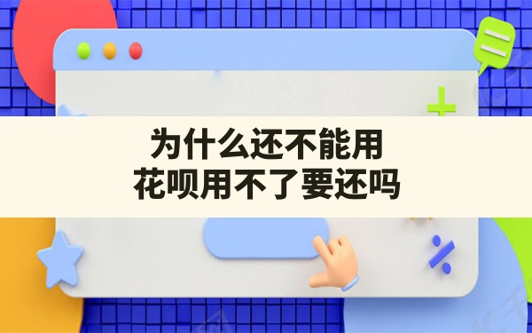 为什么还不能用,花呗用不了要还吗 - 六五手游网