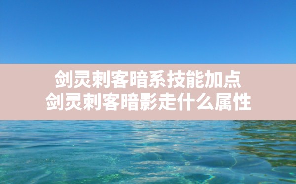 剑灵刺客暗系技能加点(剑灵刺客暗影走什么属性) - 六五手游网