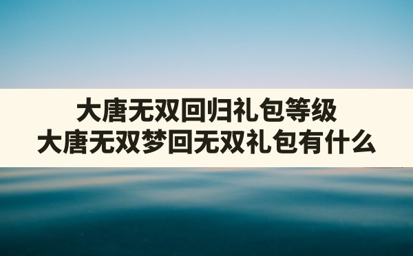 大唐无双回归礼包等级(大唐无双梦回无双礼包有什么) - 六五手游网