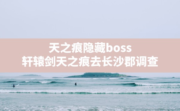 天之痕隐藏boss,轩辕剑天之痕去长沙郡调查 - 六五手游网