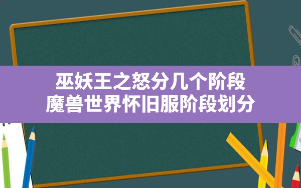 巫妖王之怒分几个阶段,魔兽世界怀旧服阶段划分 - 六五手游网