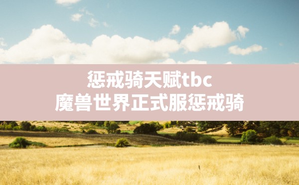 惩戒骑天赋tbc,魔兽世界正式服惩戒骑 - 六五手游网