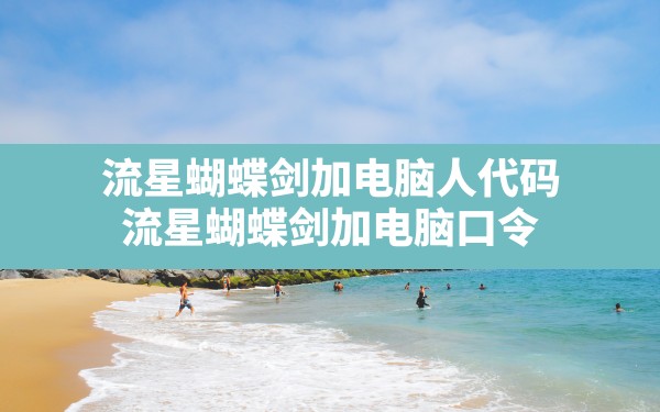 流星蝴蝶剑加电脑人代码,流星蝴蝶剑加电脑口令 - 六五手游网