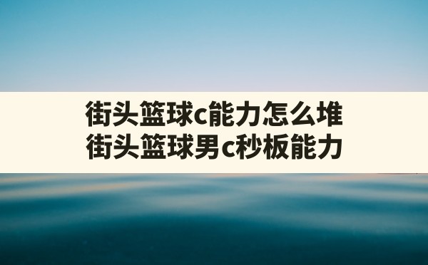 街头篮球c能力怎么堆,街头篮球男c秒板能力 - 六五手游网