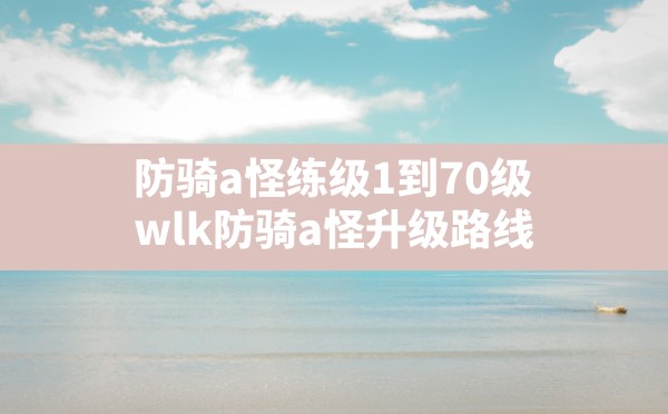 防骑a怪练级1到70级(wlk防骑a怪升级路线) - 六五手游网