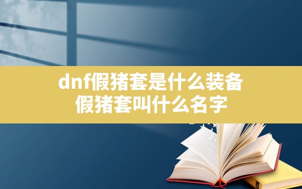 dnf假猪套是什么装备(假猪套叫什么名字) - 六五手游网