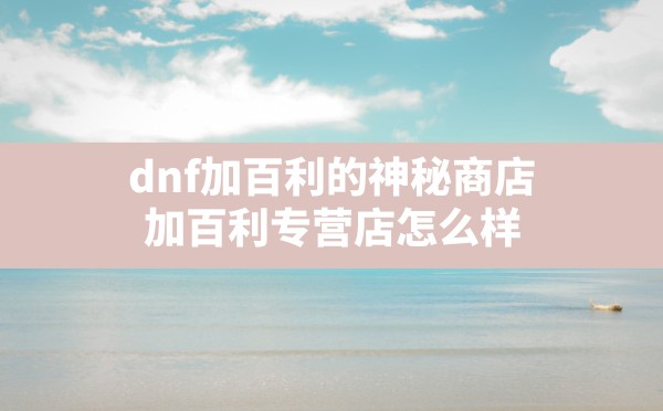 dnf加百利的神秘商店,加百利专营店怎么样 - 六五手游网