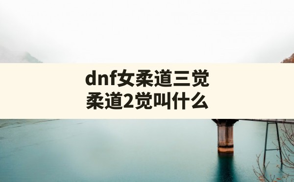 dnf女柔道三觉,柔道2觉叫什么 - 六五手游网