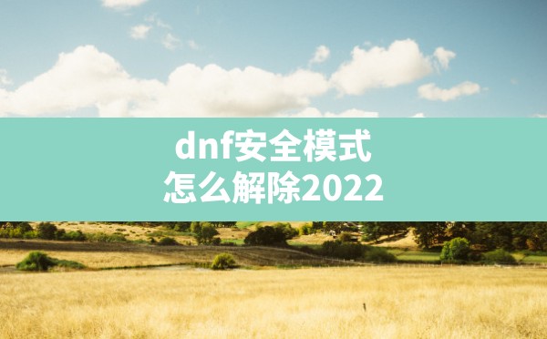 dnf安全模式怎么解除2022(dnf安全模式强制消除) - 六五手游网