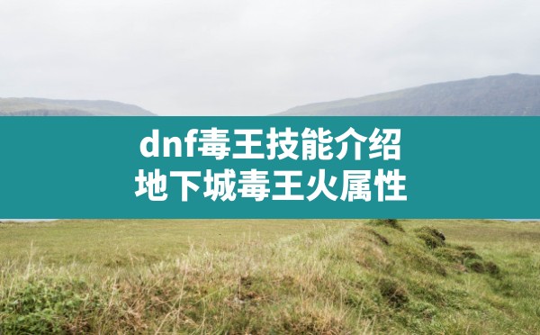 dnf毒王技能介绍(地下城毒王火属性) - 六五手游网