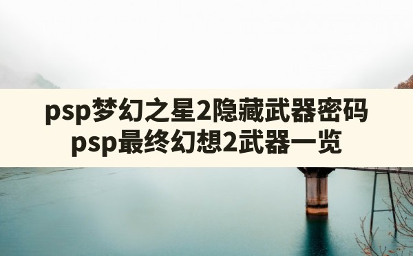 psp梦幻之星2隐藏武器密码(psp最终幻想2武器一览) - 六五手游网