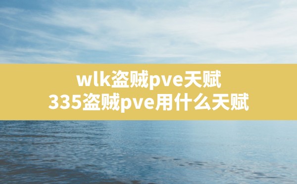 wlk盗贼pve天赋(335盗贼pve用什么天赋) - 六五手游网