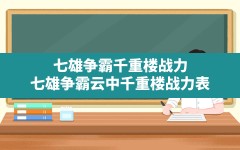 七雄争霸千重楼战力(七雄争霸云中千重楼战力表)