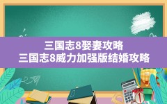 三国志8娶妻攻略,三国志8威力加强版结婚攻略