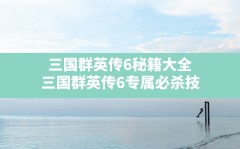 三国群英传6秘籍大全,三国群英传6专属必杀技