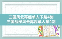 三国风云再起单人下路4剑,三国战纪风云再起单人拿4剑