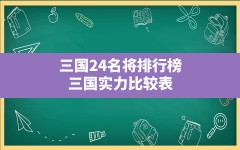 三国24名将排行榜,三国实力比较表