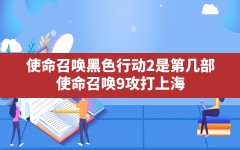 使命召唤黑色行动2是第几部(使命召唤9攻打上海)