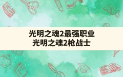 光明之魂2最强职业(光明之魂2枪战士)