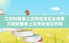 刀剑封魔录上古传说宝石合成表,刀剑封魔录上古传说宝石代码