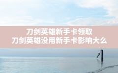 刀剑英雄新手卡领取(刀剑英雄没用新手卡影响大么)