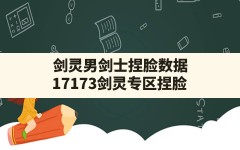 剑灵男剑士捏脸数据,17173剑灵专区捏脸