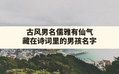 古风男名儒雅有仙气,藏在诗词里的男孩名字