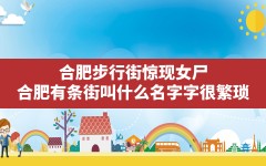 合肥步行街惊现女尸,合肥有条街叫什么名字,字很繁琐