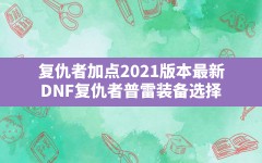 复仇者加点2021版本最新(DNF复仇者普雷装备选择)