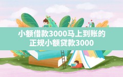 小额借款3000马上到账的,正规小额贷款3000