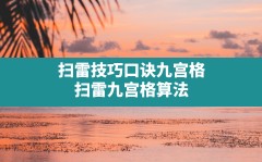 扫雷技巧口诀九宫格,扫雷九宫格算法