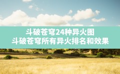 斗破苍穹24种异火图(斗破苍穹所有异火排名和效果)