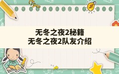 无冬之夜2秘籍(无冬之夜2队友介绍)