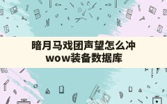 暗月马戏团声望怎么冲,wow装备数据库