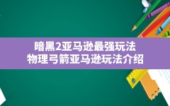 暗黑2亚马逊最强玩法,物理弓箭亚马逊玩法介绍