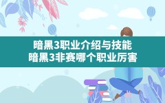 暗黑3职业介绍与技能(暗黑3非赛哪个职业厉害)