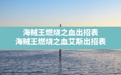 海贼王燃烧之血出招表(海贼王燃烧之血艾斯出招表)