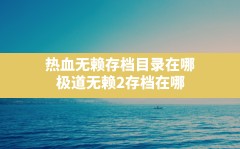 热血无赖存档目录在哪,极道无赖2存档在哪