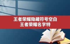 王者荣耀隐藏符号空白,王者荣耀名字特殊符号大全可复制