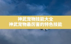 神武宠物技能大全,神武宠物最厉害的特色技能