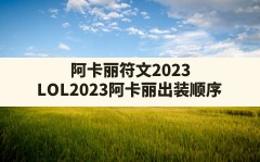 阿卡丽符文2023(LOL2023阿卡丽出装顺序)