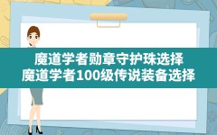 魔道学者勋章守护珠选择,魔道学者100级传说装备选择