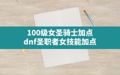 100级女圣骑士加点,dnf圣职者女技能加点