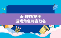 dnf刺客刷图,游戏角色刺客取名