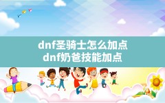 dnf圣骑士怎么加点,dnf奶爸技能加点