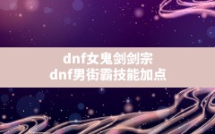 dnf女鬼剑剑宗,dnf男街霸技能加点