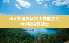 dnf女鬼剑驭剑士技能加点,dnf极诣驭剑士100级加点最新